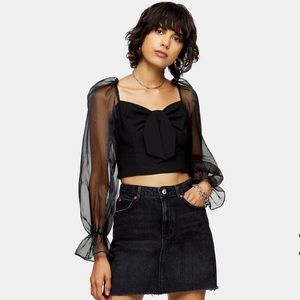 Moto Black Denim Mini Skirt